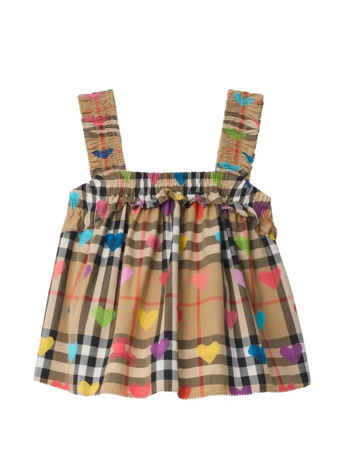 Burberry Kids ハートチェックコットントップス - ベージュ系 - 画像2