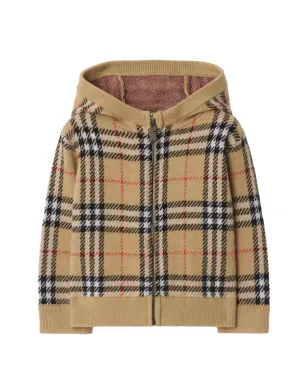 Burberry Kids チェック柄ウールジップフーディ - サムネイル1