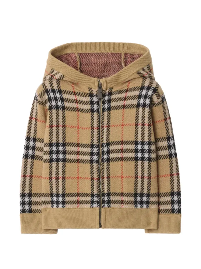Burberry Kids Burberry Kids チェック柄ウールジップフーディの商品画像