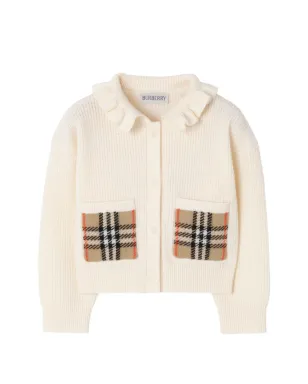 Burberry Kids チェックポケット付きコットンウールカーディガン - サムネイル1