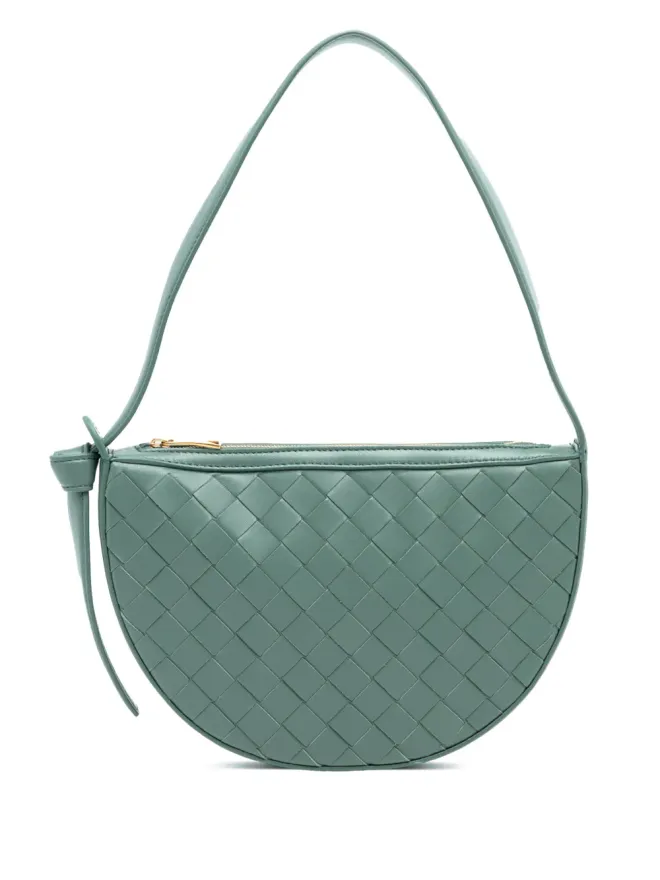 Bottega Veneta Pre-Owned Bottega Veneta ビンテージ ミニレザーイントレチャート サンライズ ホーボーショルダーバッグ - グリーンの商品画像