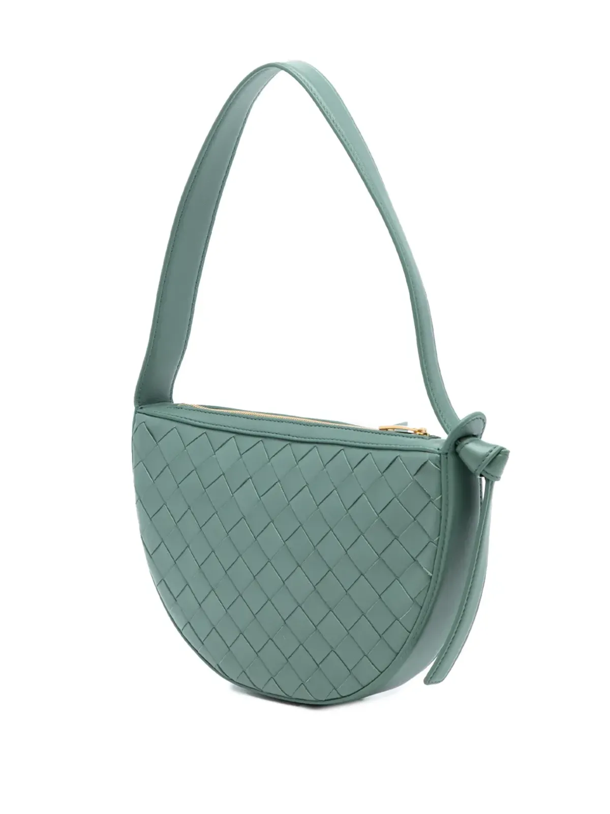 Bottega Veneta ビンテージ ミニレザーイントレチャート サンライズ ホーボーショルダーバッグ - グリーン - 画像3