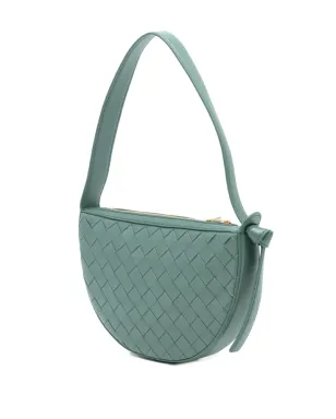 Bottega Veneta ビンテージ ミニレザーイントレチャート サンライズ ホーボーショルダーバッグ - グリーン - サムネイル3
