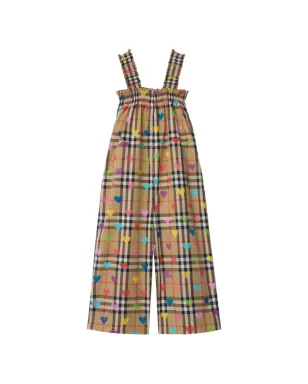 Burberry Kids ハートチェック コットン ジャンプスーツ - サムネイル1