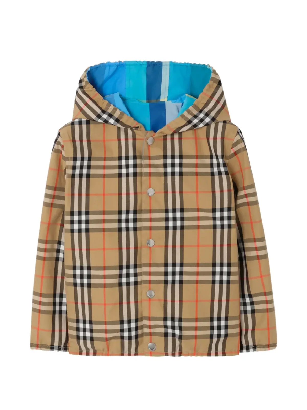 Burberry Kids リバーシブル チェック柄 ナイロン フード付きジャケット - Blue - 画像3