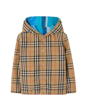 Burberry Kids リバーシブル チェック柄 ナイロン フード付きジャケット - Blue - サムネイル3