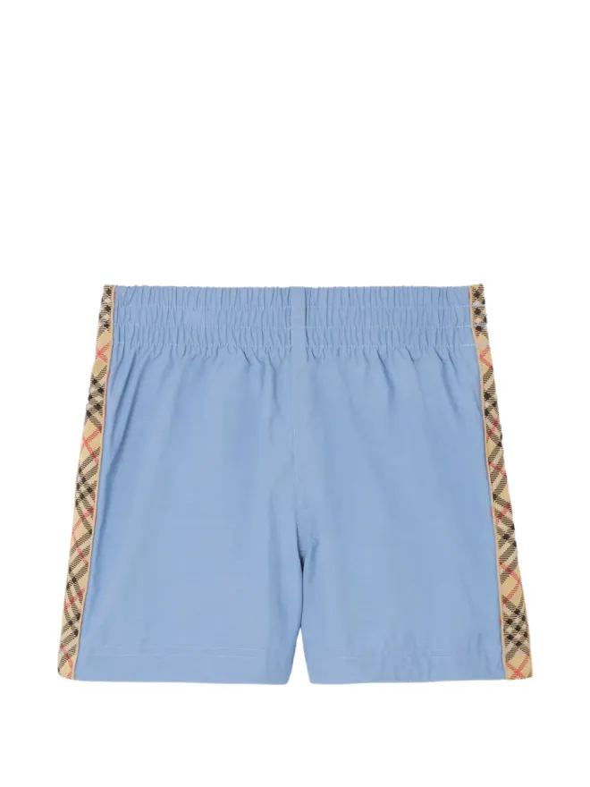 Burberry Kids Burberry Kids チェック柄トリム スイムショーツ ブルーの商品画像