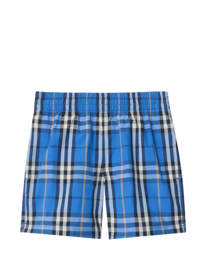 Burberry Kids Burberry Kids チェック柄スイムショーツ - ブルーの商品画像