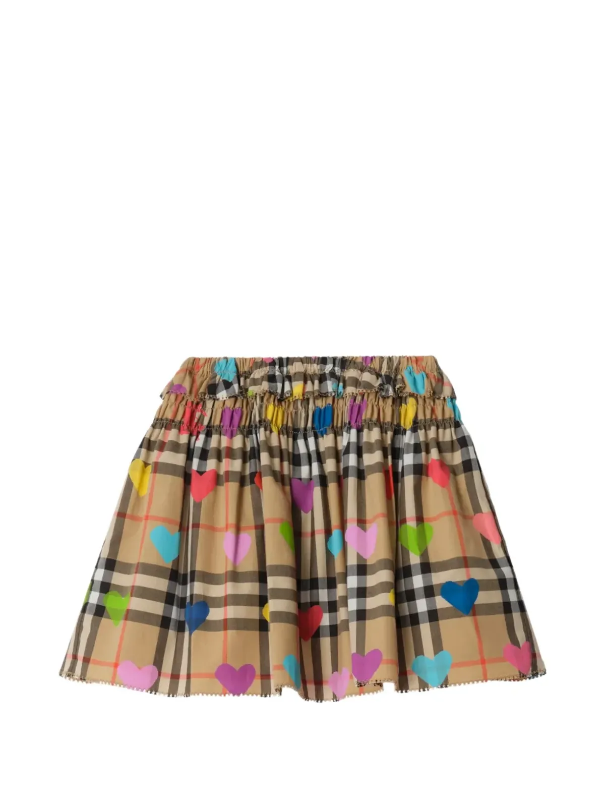 Burberry Kids ハートチェックコットンスカート - 画像2