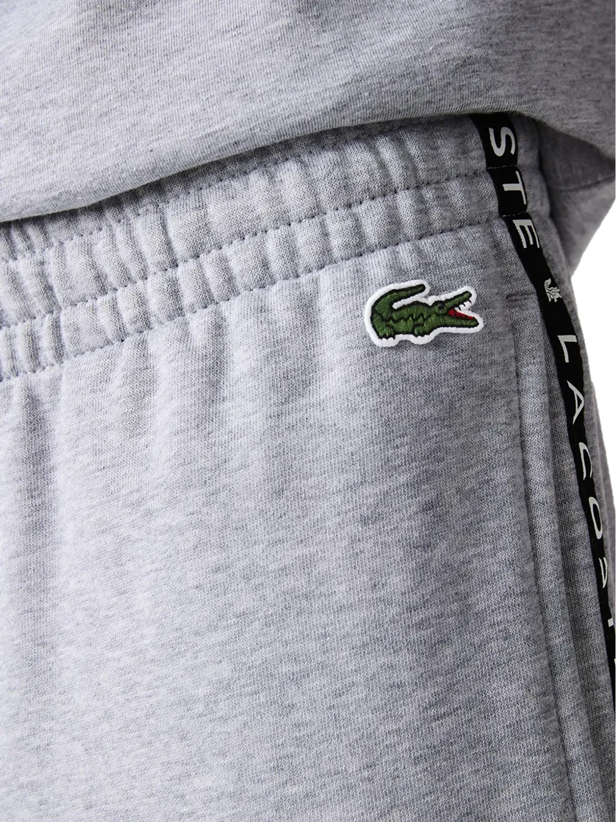 Lacoste サインストライプ カラーブロック フリース トラックパンツ グレー - 画像2
