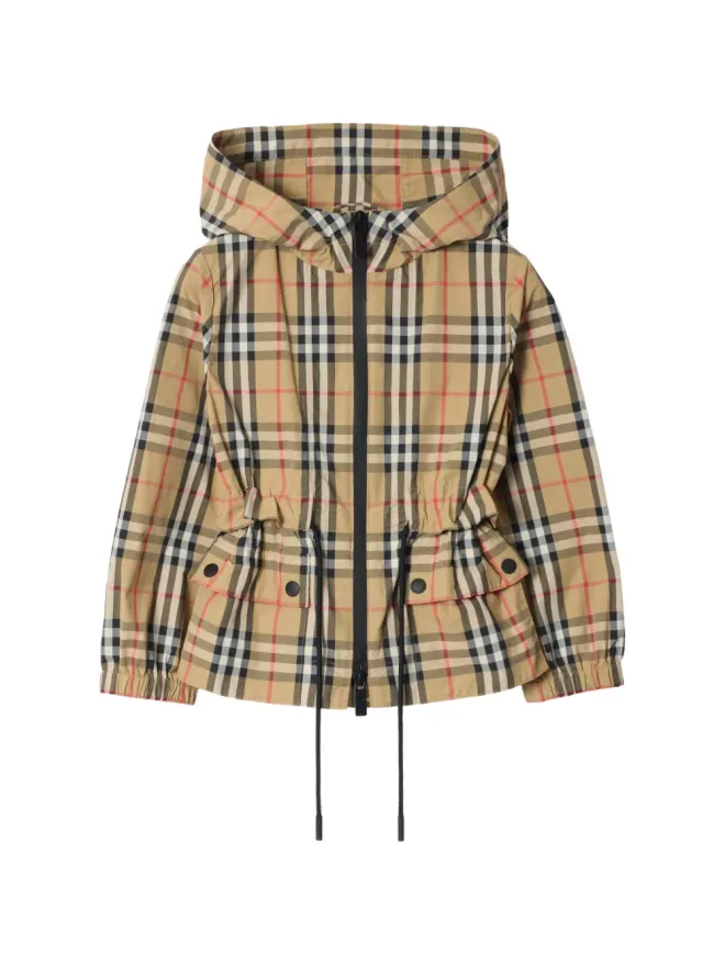 Burberry Kids Burberry Kids チェック柄ナイロンフードジャケットの商品画像