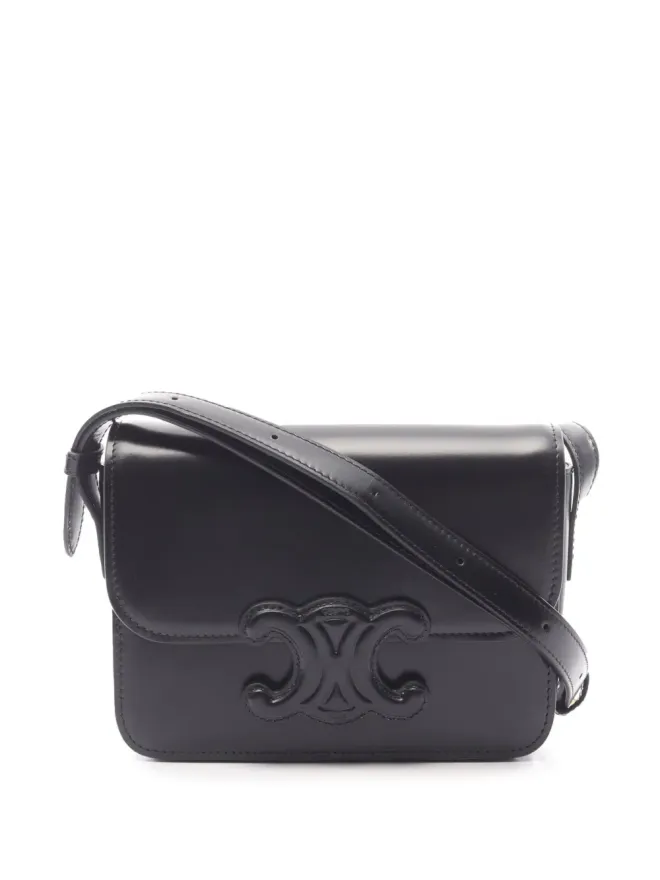 Celine Pre-Owned Celine Pre-Owned 2021-2026 Teen Shiny Calfskin Triomphe crossbody bag - Blackの商品画像