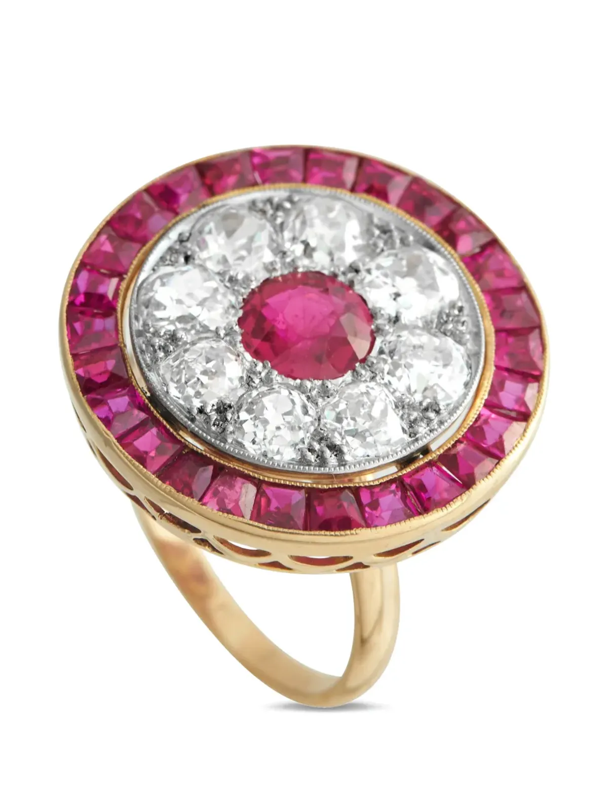 LB Exclusive diamond and ruby cocktail ring - Gold - 画像1