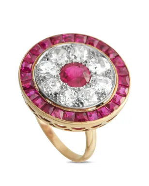 LB Exclusive diamond and ruby cocktail ring - Gold - サムネイル1