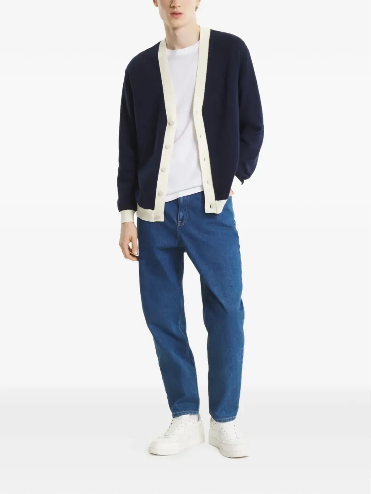 Maison Kitsuné ボタン・トリム カーディガン ブルー - 画像2