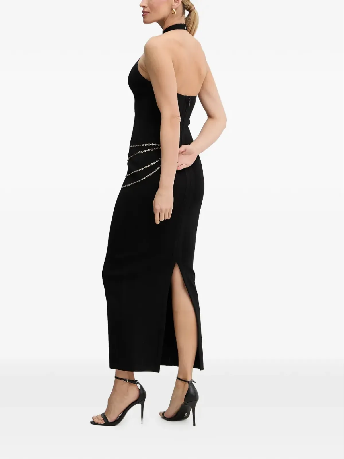 Herve Leger Sybil ホルターネック サイドスリット マキシドレス - 画像3