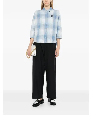 SPORT b. by agnès b. Check batwing shirt - Black - サムネイル2