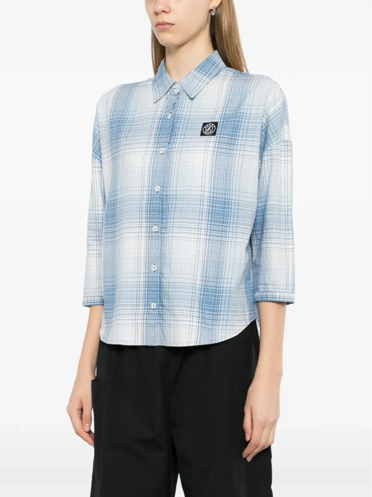 SPORT b. by agnès b. Check batwing shirt - Black - 画像3