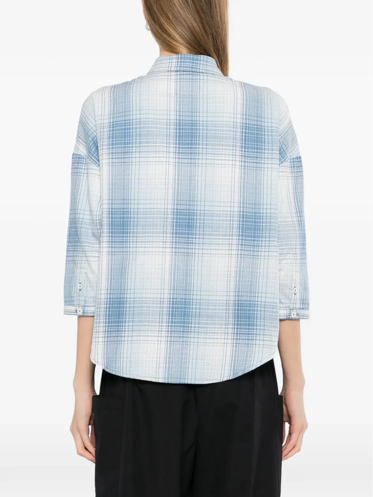 SPORT b. by agnès b. Check batwing shirt - Black - 画像4