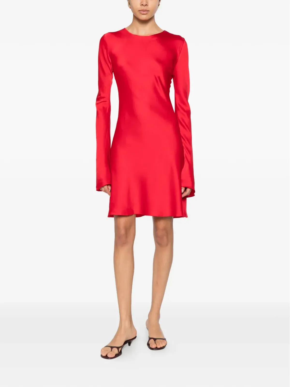 SILKYLICIOUS long-sleeve short dress - Red - 画像2