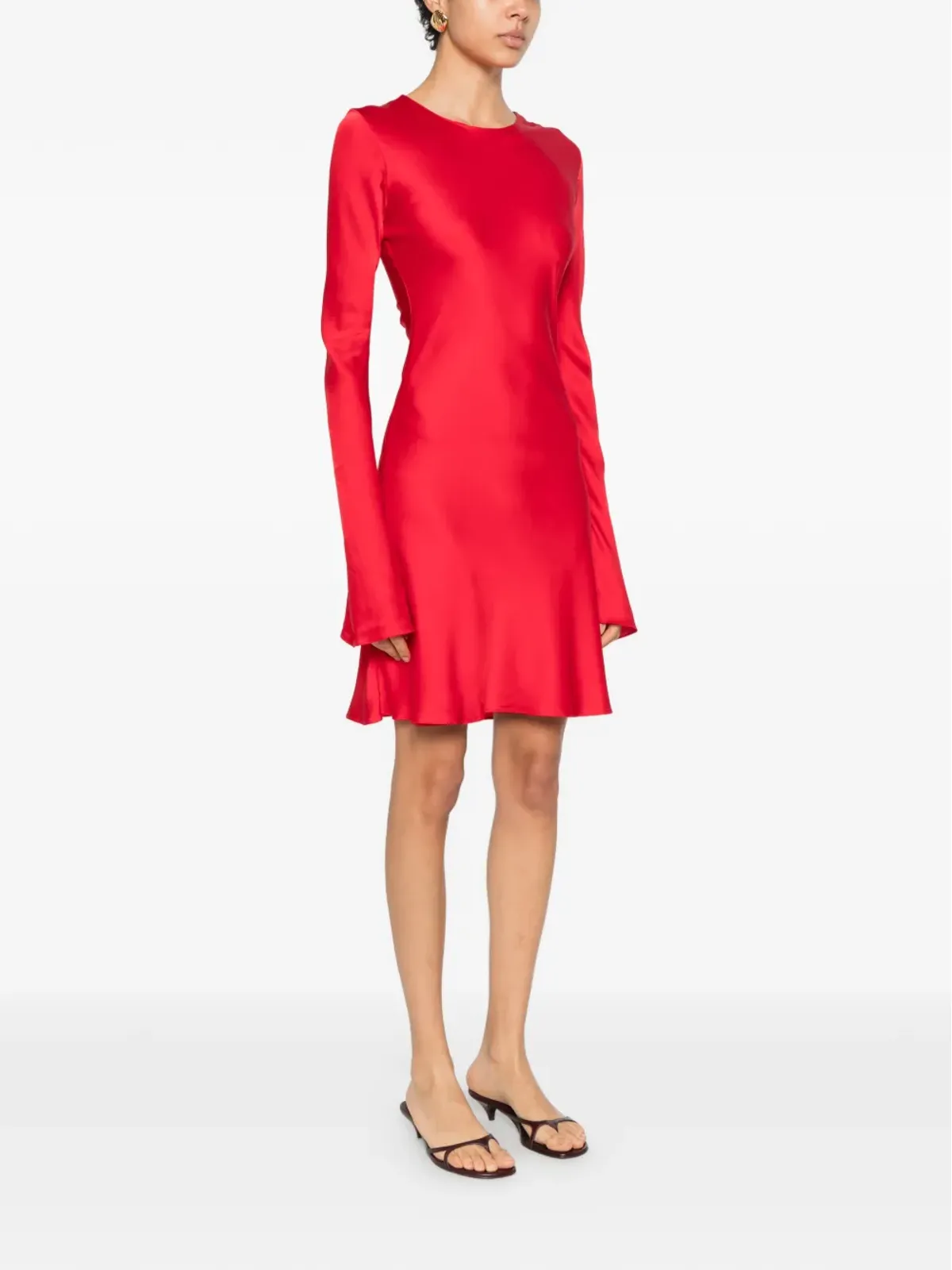 SILKYLICIOUS long-sleeve short dress - Red - 画像3
