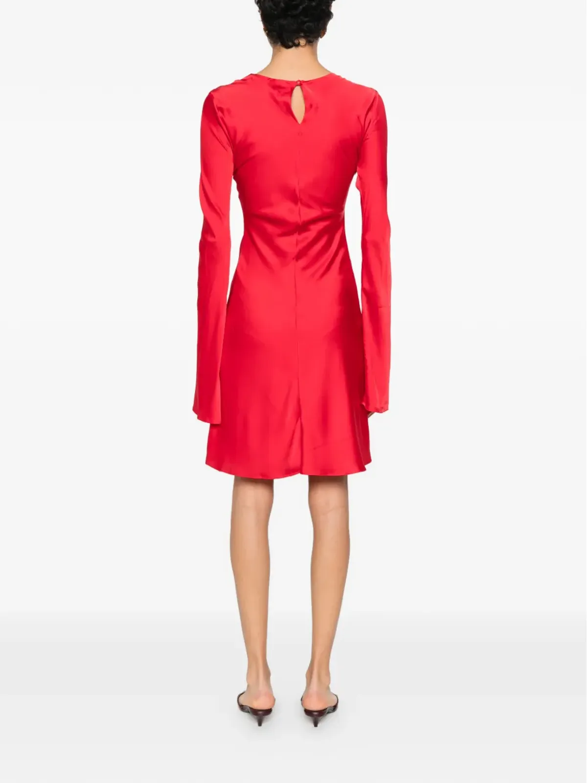 SILKYLICIOUS long-sleeve short dress - Red - 画像4