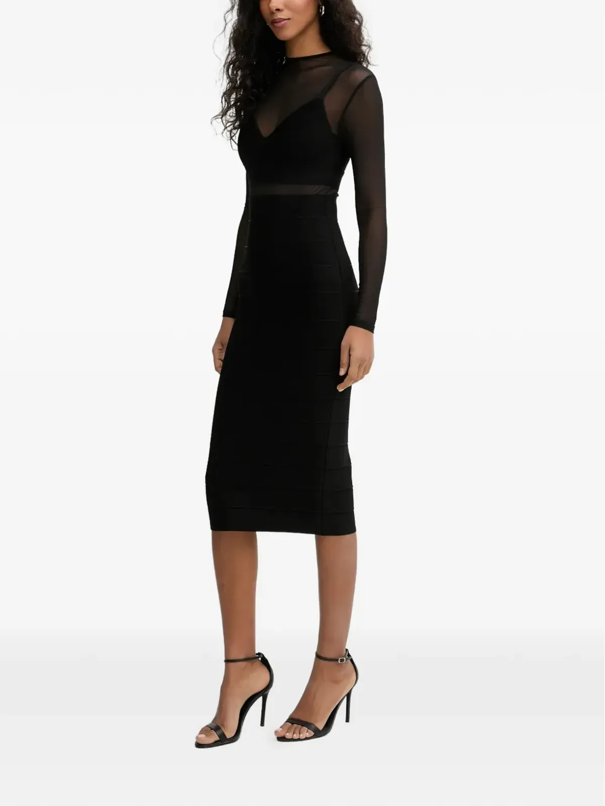 Herve Leger ノエル ロングスリーブ ミディドレス ブラック - 画像2