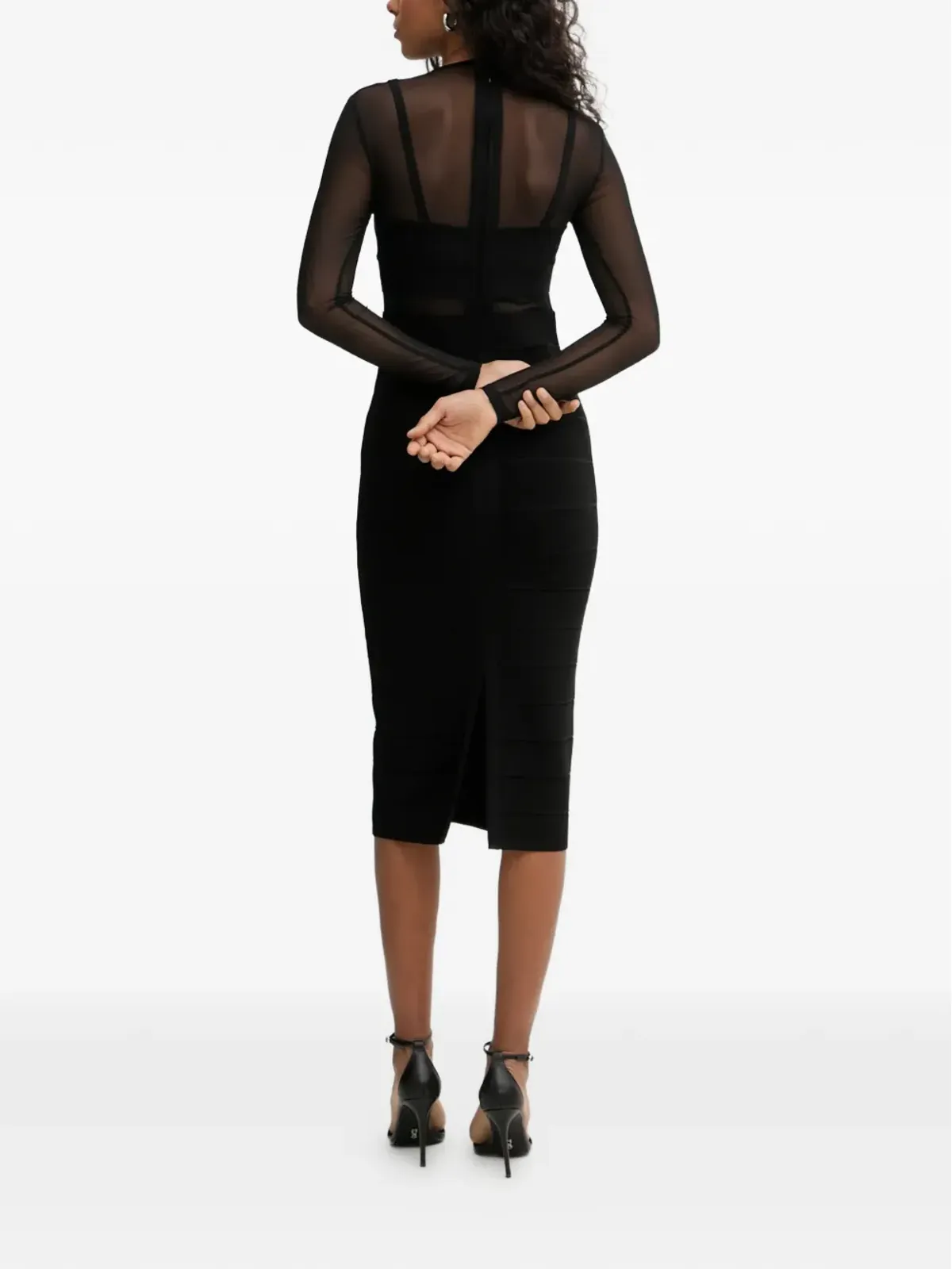 Herve Leger ノエル ロングスリーブ ミディドレス ブラック - 画像3