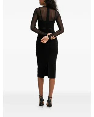 Herve Leger ノエル ロングスリーブ ミディドレス ブラック - サムネイル3