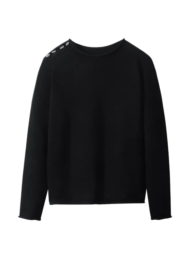 Protémoa Protémoa buttoned-shoulder sweater - Blackの商品画像