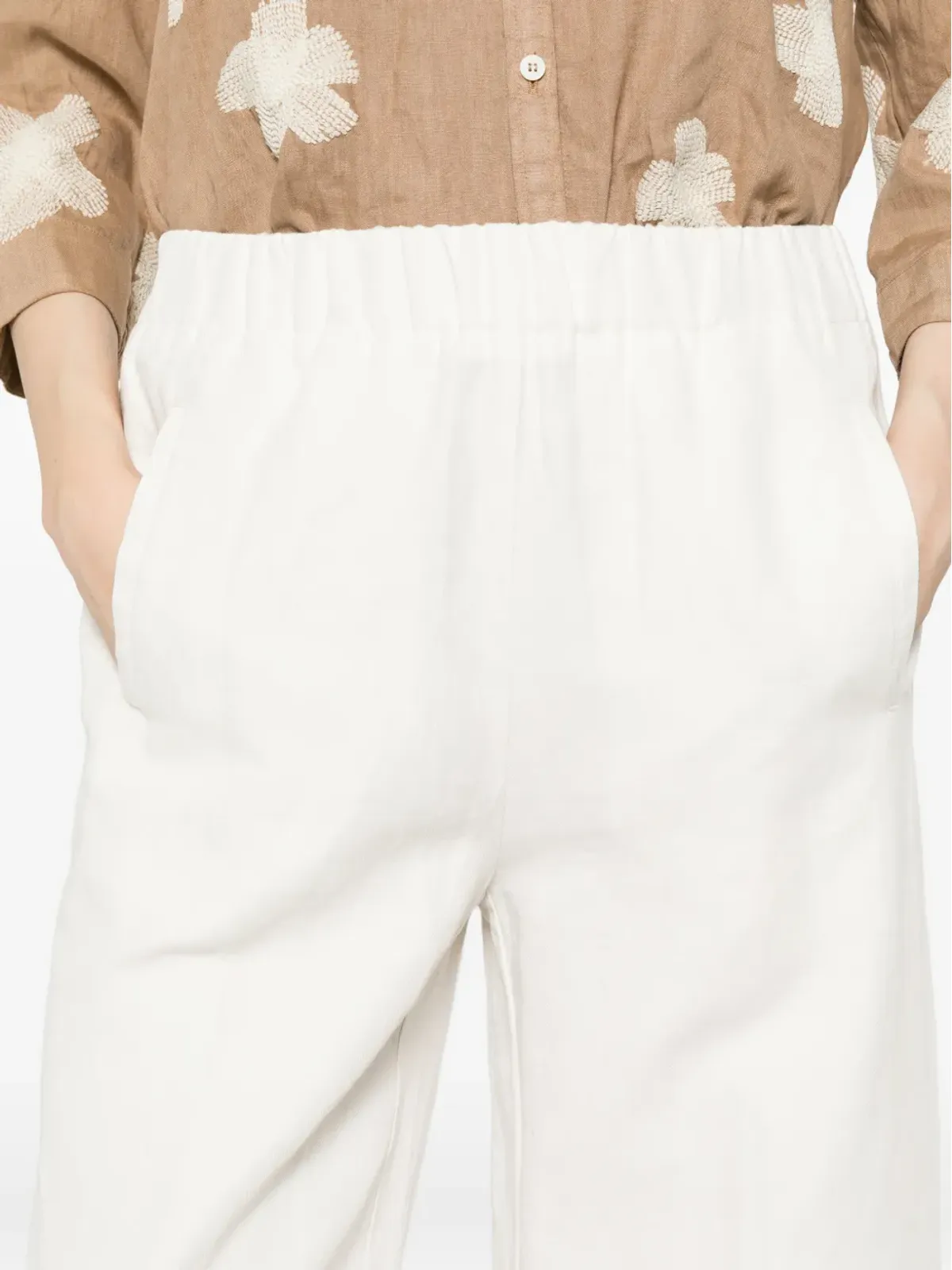 Rosso 35 ゴム入りウエストのクロップドパンツ - 画像5
