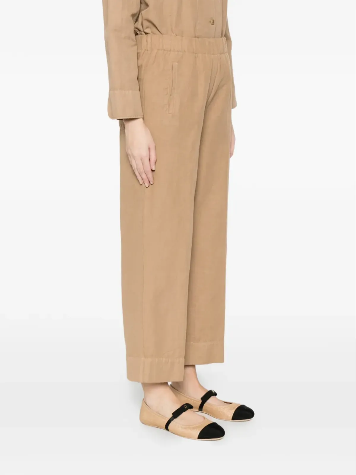 Rosso 35 ゴム入りウエスト クロップドパンツ - ブラウン - 画像3