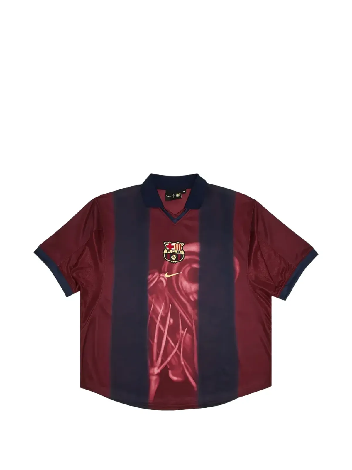 Travis Scott x Nike x FC Barcelona レトロスケルトンTシャツ - レッド - 画像1