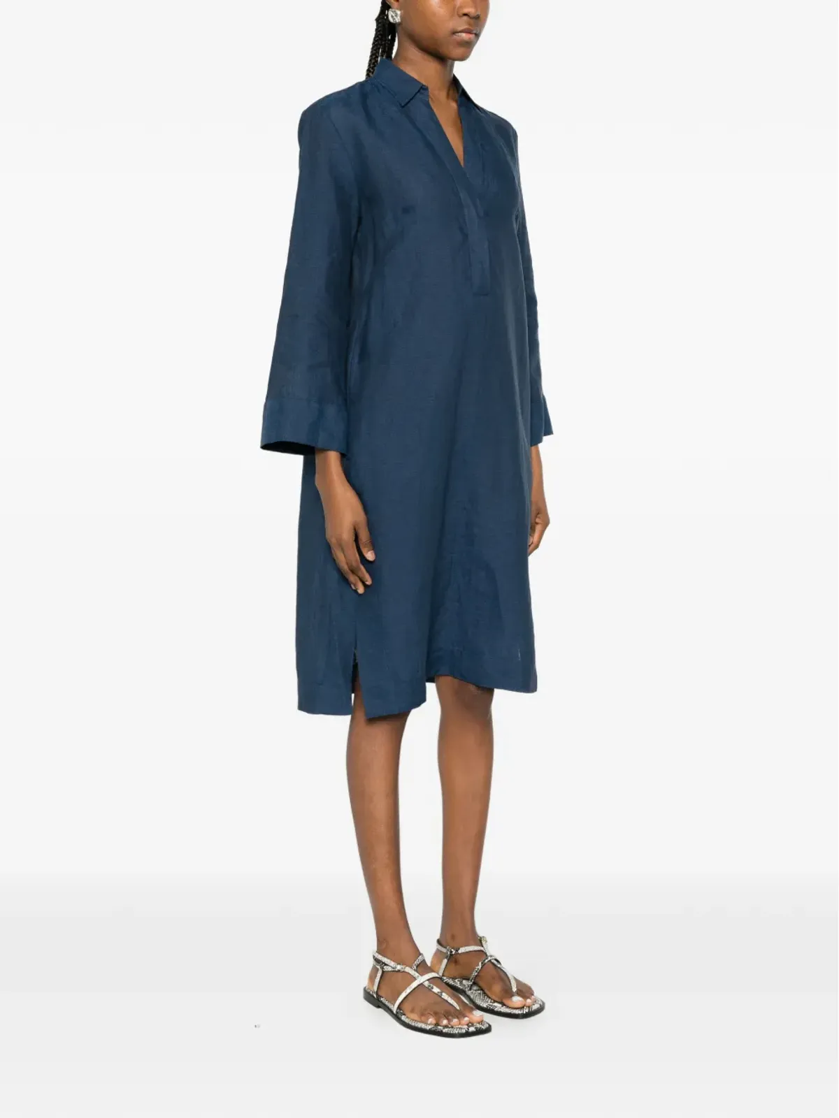 ARCHIVIO 67 V-neck side-slit midi dress - Blue - 画像3