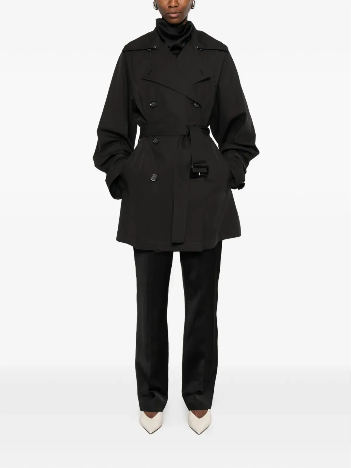 TOTEME ボタン留めベルト付きトレンチコート - ブラック - 画像2