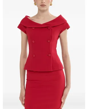 NISSA off-shoulder fitted blazer - Red - サムネイル1
