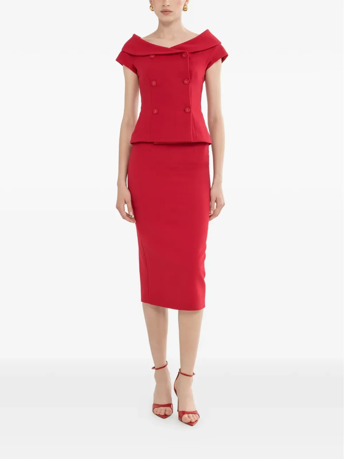 NISSA off-shoulder fitted blazer - Red - 画像2