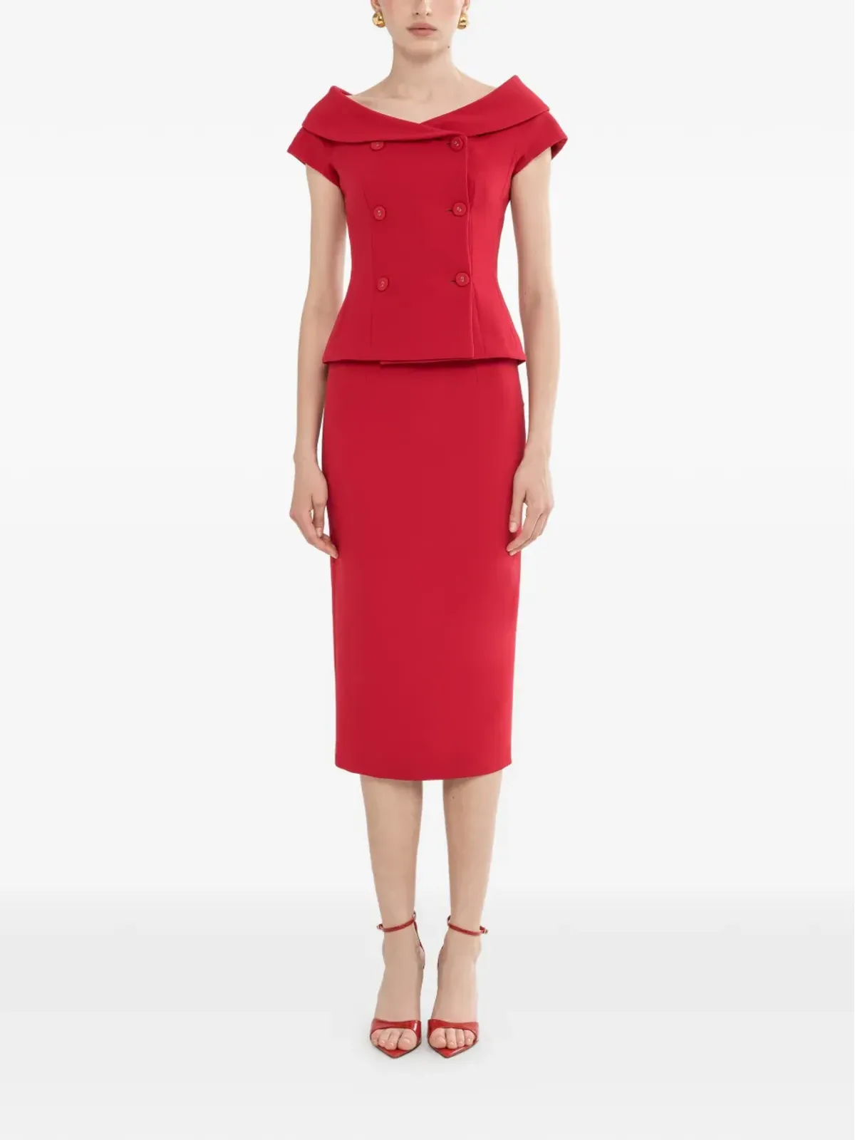 NISSA off-shoulder fitted blazer - Red - 画像4
