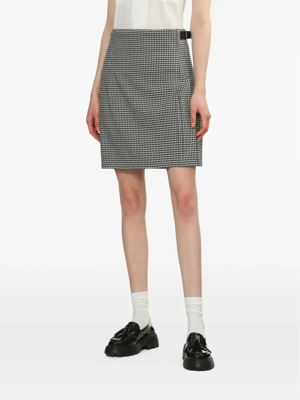 Comme Des Garçons Girl ベルト付きチェック柄ミニスカート - 画像3