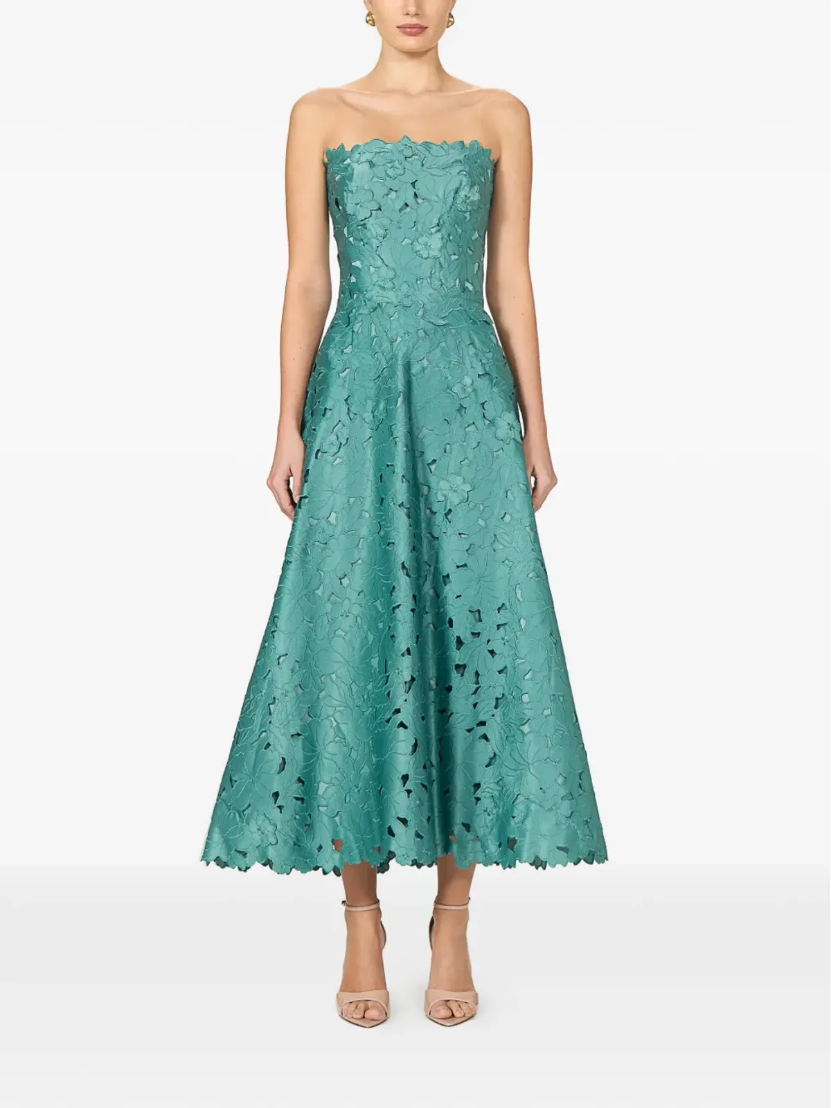 Costarellos Vella 花柄カットストラップレスAラインマキシドレス - 画像2