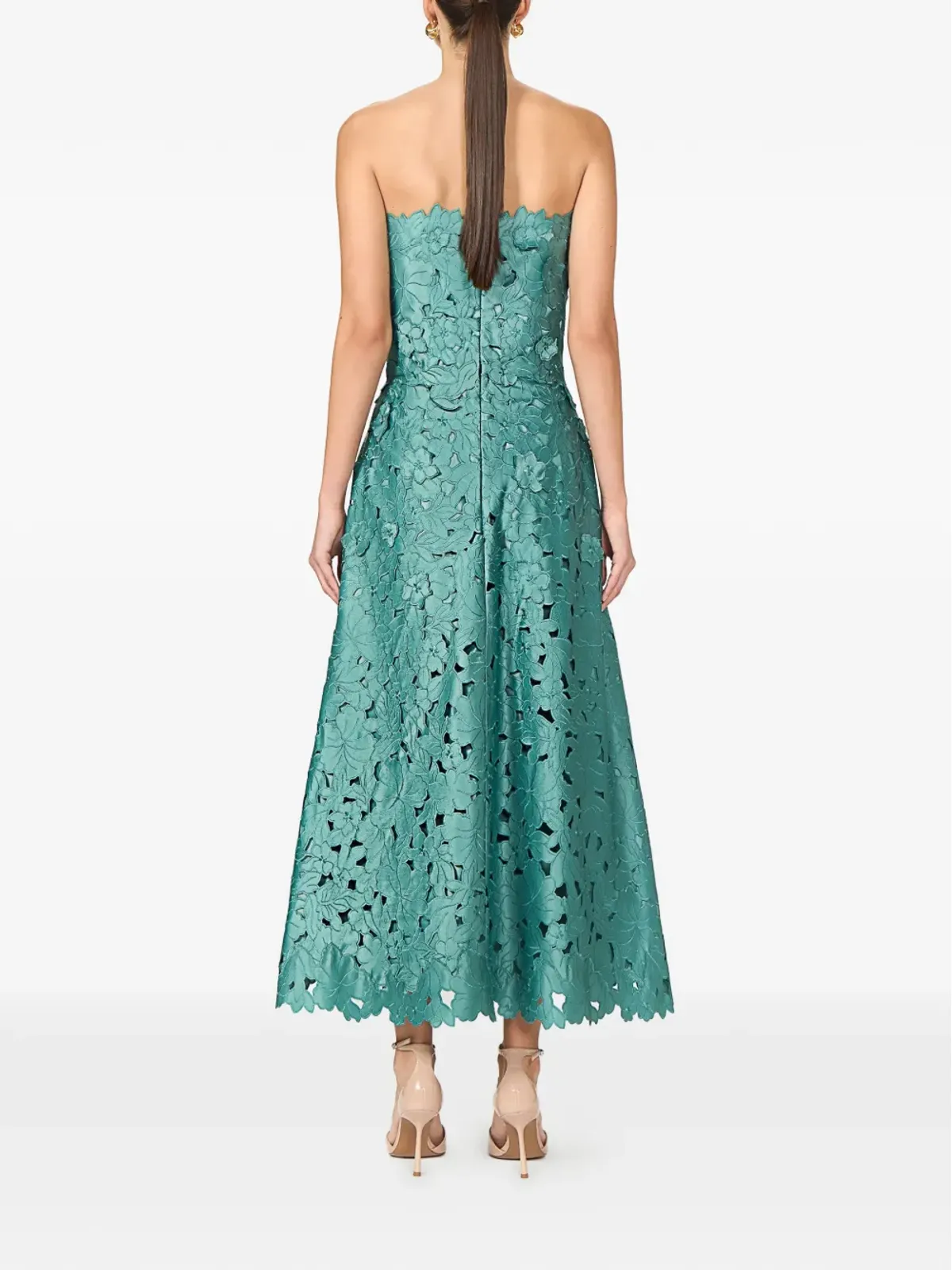 Costarellos Vella 花柄カットストラップレスAラインマキシドレス - 画像3