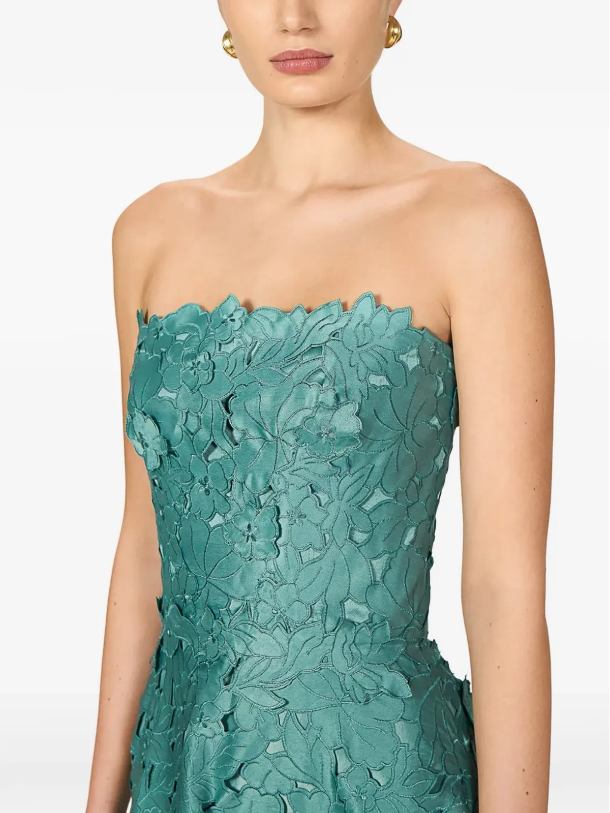Costarellos Vella 花柄カットストラップレスAラインマキシドレス - 画像4