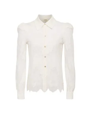 L'Agence Jenica lace puff-sleeve shirt - White - サムネイル1