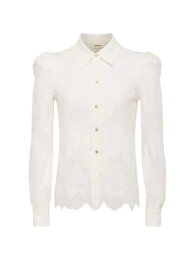 L'AGENCE L'Agence Jenica lace puff-sleeve shirt - Whiteの商品画像