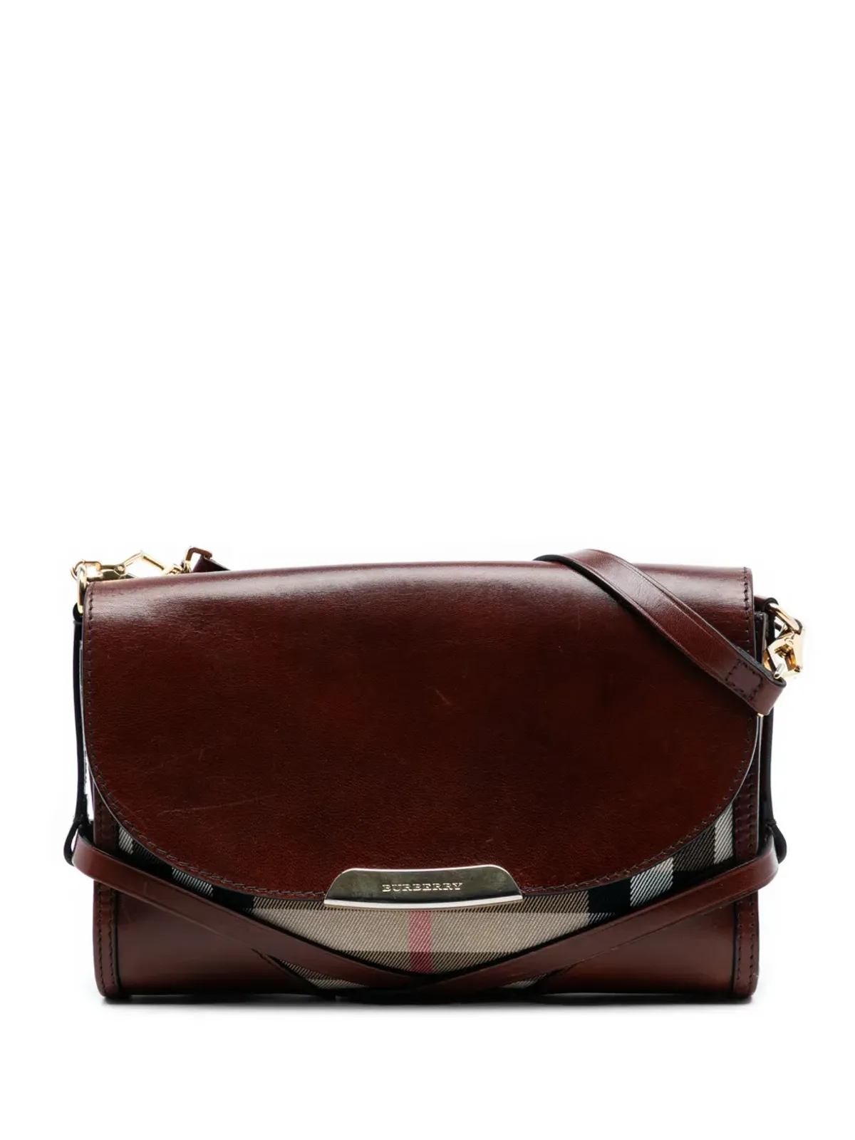 Burberry Pre-Owned 2000-2017 レザーとハウスチェック・キャンバス ブライドル Abbott クロスボディバッグ - ブラウン - 画像1