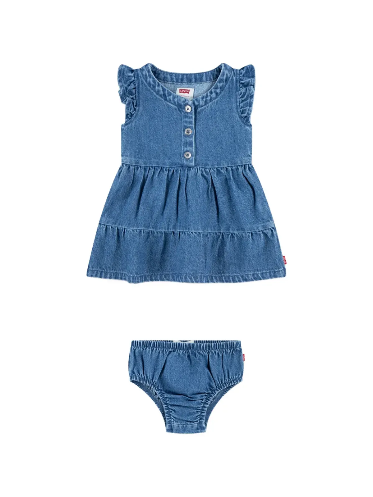 Levi's Kids フリル付きティアードドレスセット（2点セット） - ブルー - 画像1