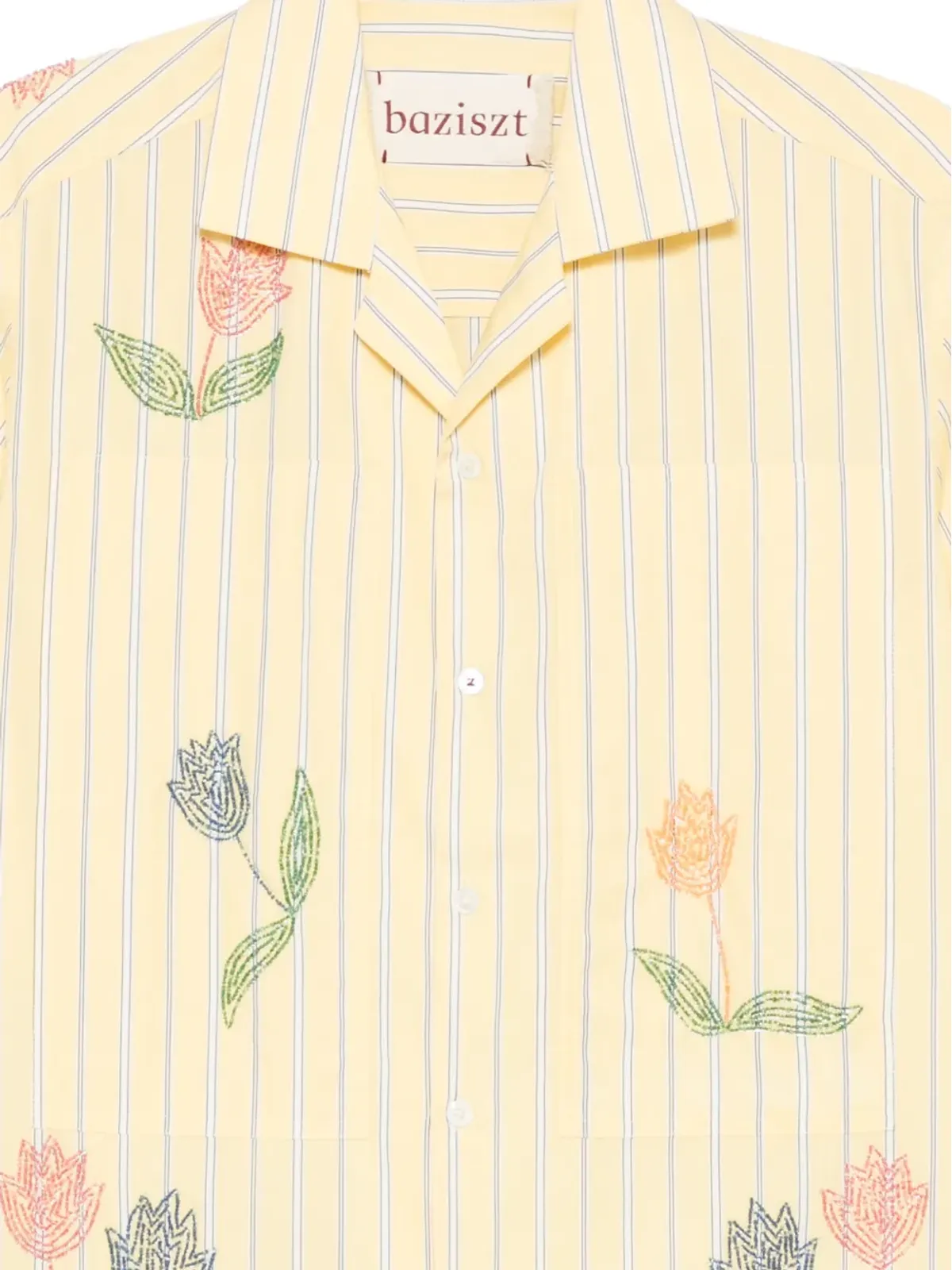 Baziszt 花柄刺繍ストライプ柄シャツ - 画像3