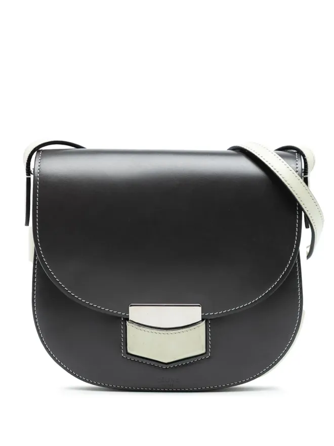 Celine Pre-Owned Celine Pre-Owned 2016年 バイカラー グレイズド カーフスキン トロットゥール クロスボディバッグ - ブラックの商品画像