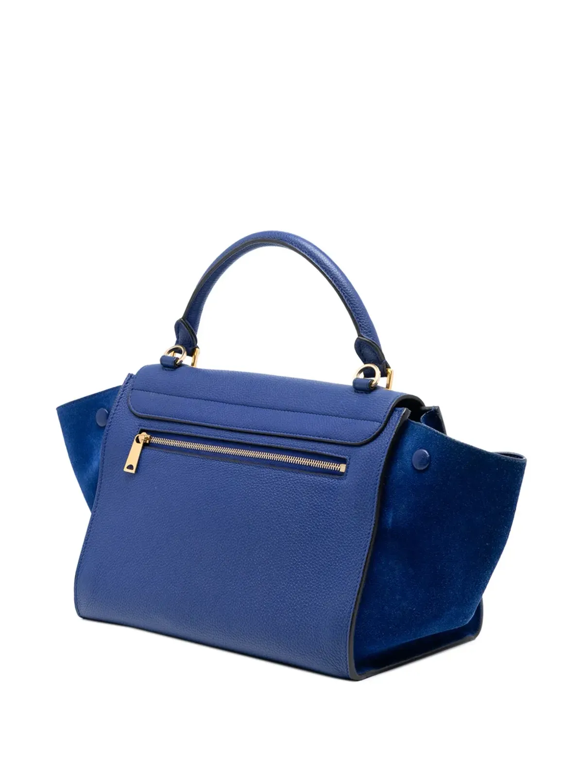 Celine Pre-Owned 2014年製 小型レザートラペーズ・サッチェル ブルー - 画像3