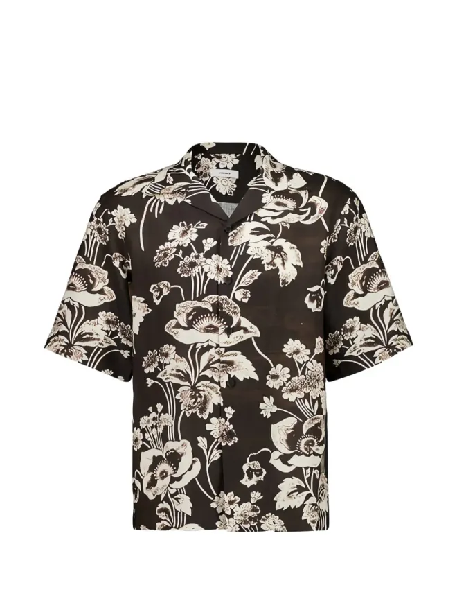 Commas COMMAS painted peonies shirt - Brownの商品画像